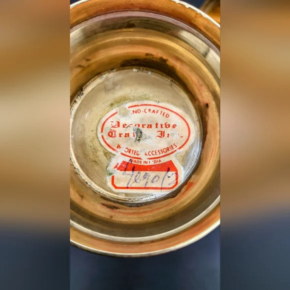 Vintage 9" Brass Ginger Jar with Lid Made In India By Decorative Crafts Inc. - Picture 5 of 5